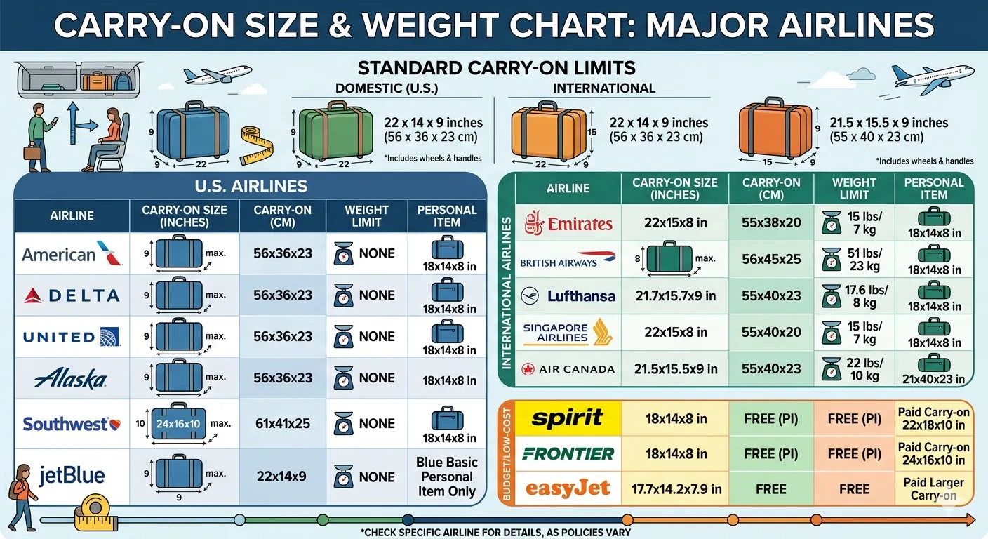 Airline Carry-On Size Chart