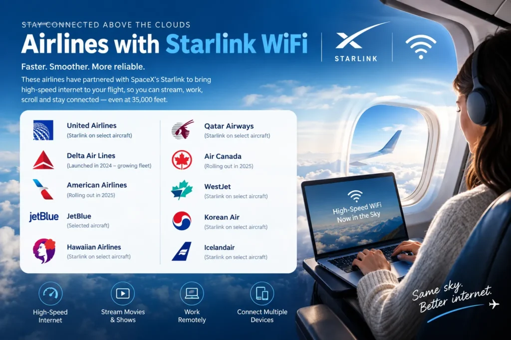 airlines with Starlink WiFi